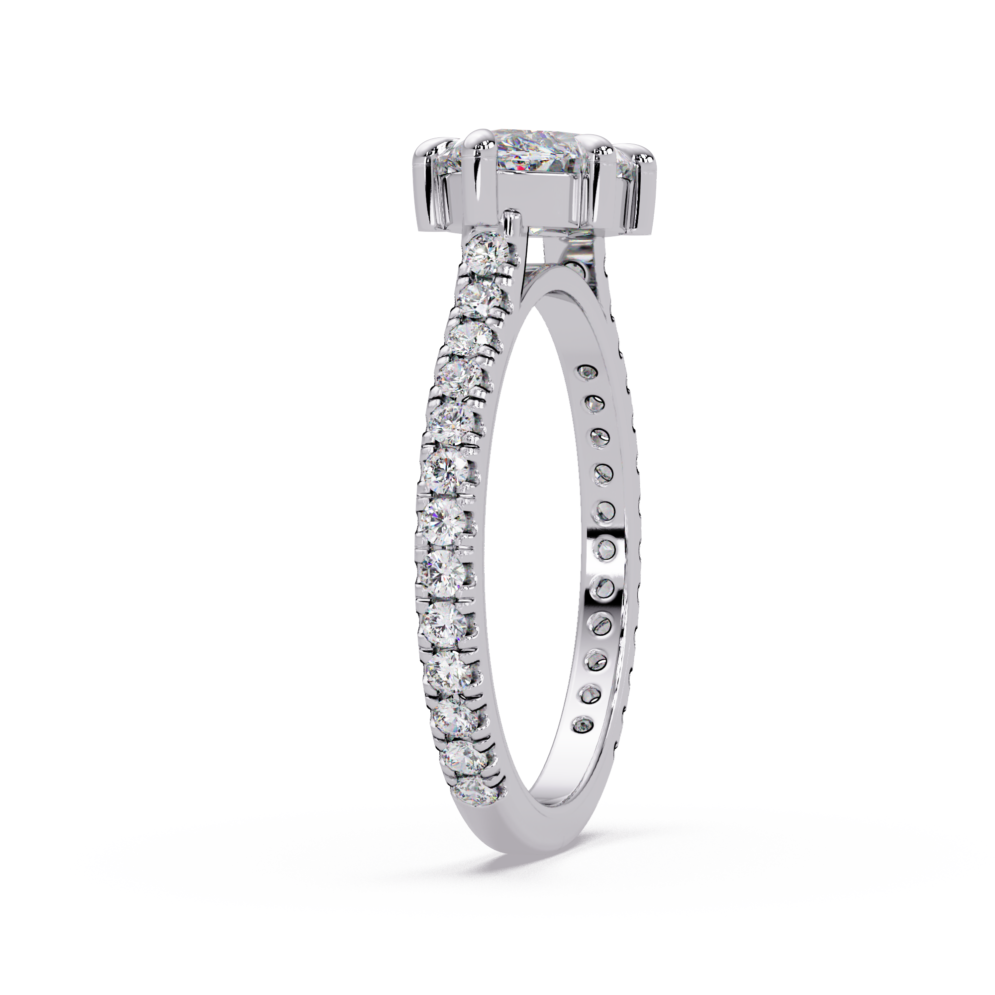 East-West Marquise Cut Diamond Engagement Ring