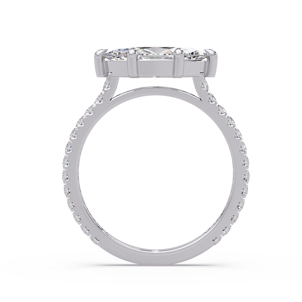 East-West Marquise Cut Diamond Engagement Ring