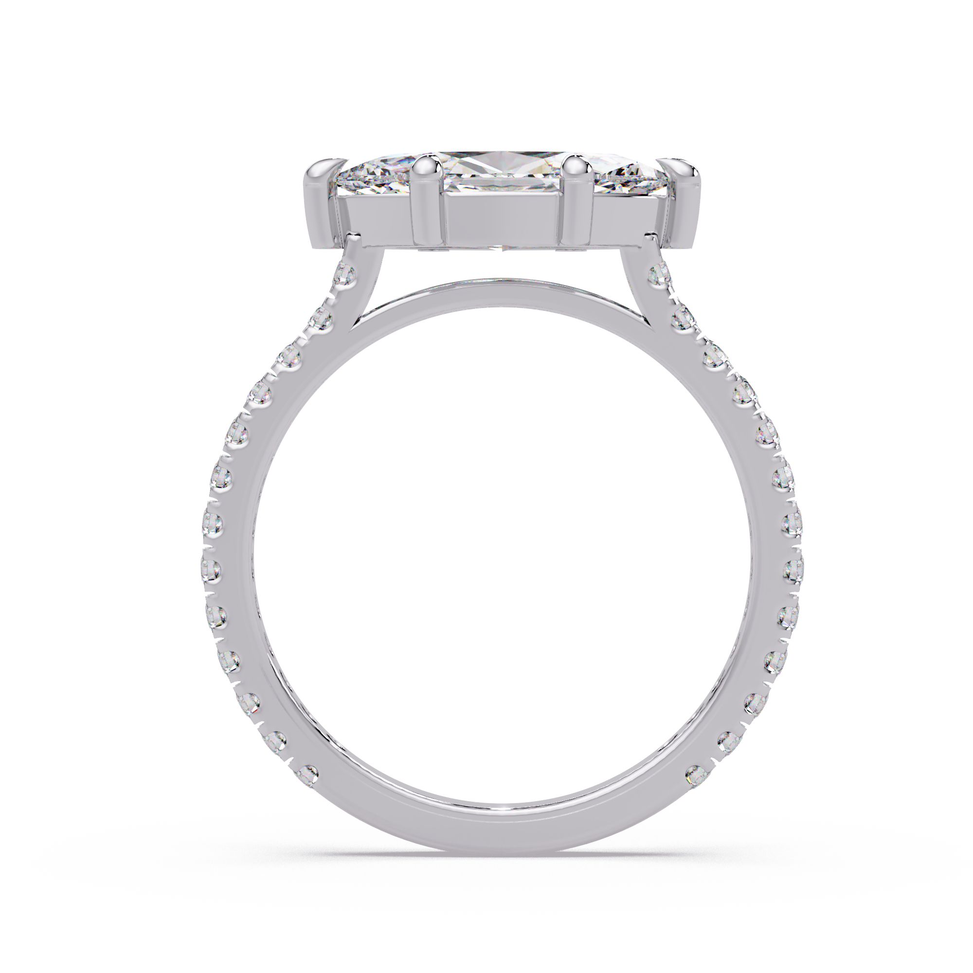 East-West Marquise Cut Diamond Engagement Ring