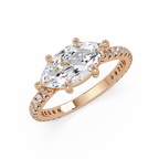 East-West Marquise Cut Diamond Engagement Ring