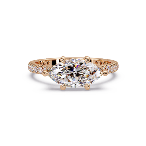 East-West Marquise Cut Diamond Engagement Ring