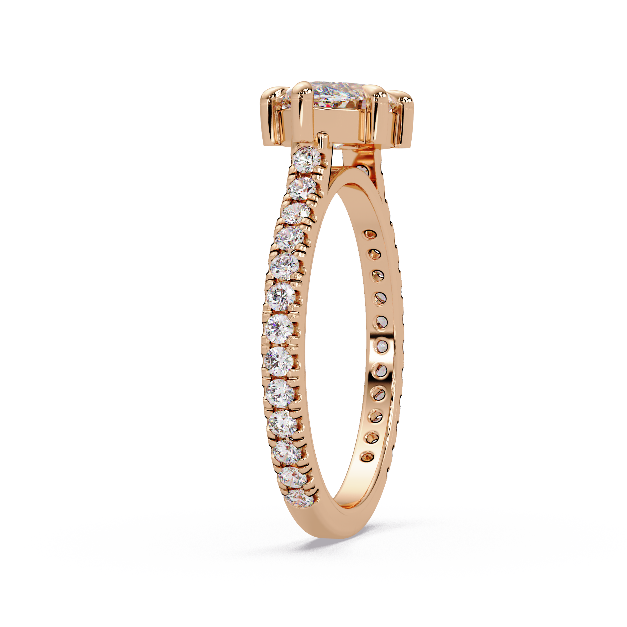 East-West Marquise Cut Diamond Engagement Ring