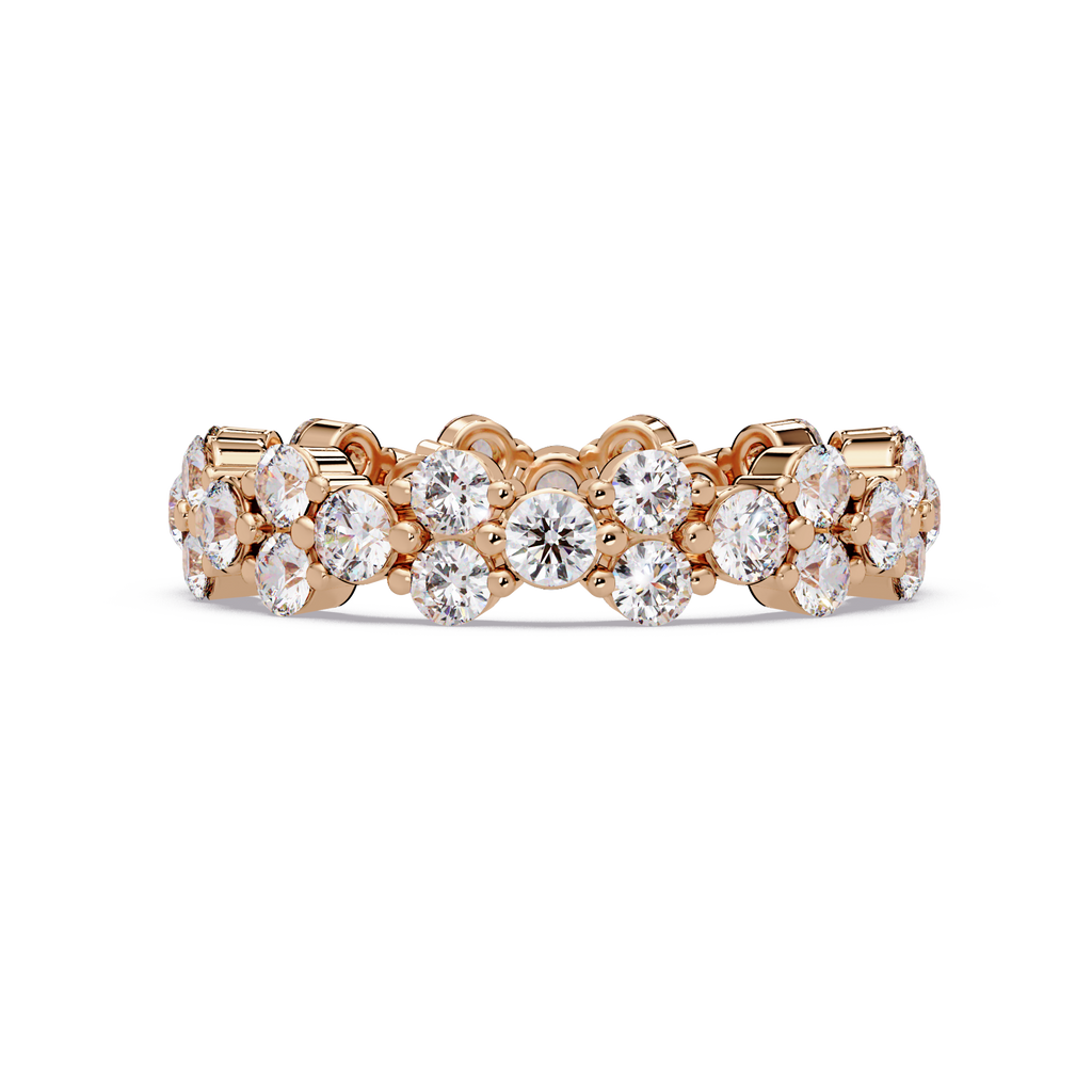 Double Row Alternating Round Cut Diamond Ring
