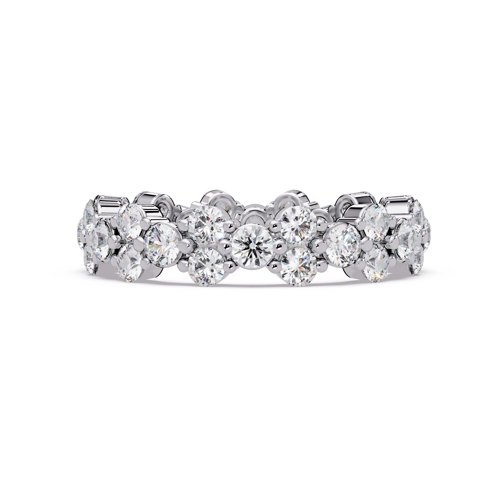 Double Row Alternating Round Cut Diamond Ring