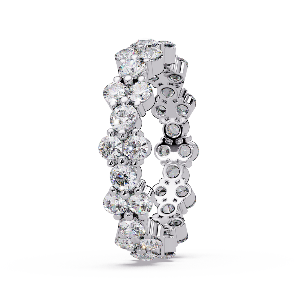 Double Row Alternating Round Cut Diamond Ring