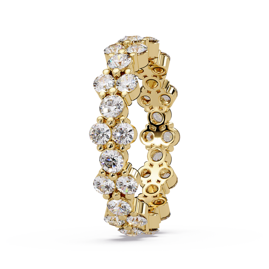 Double Row Alternating Round Cut Diamond Ring