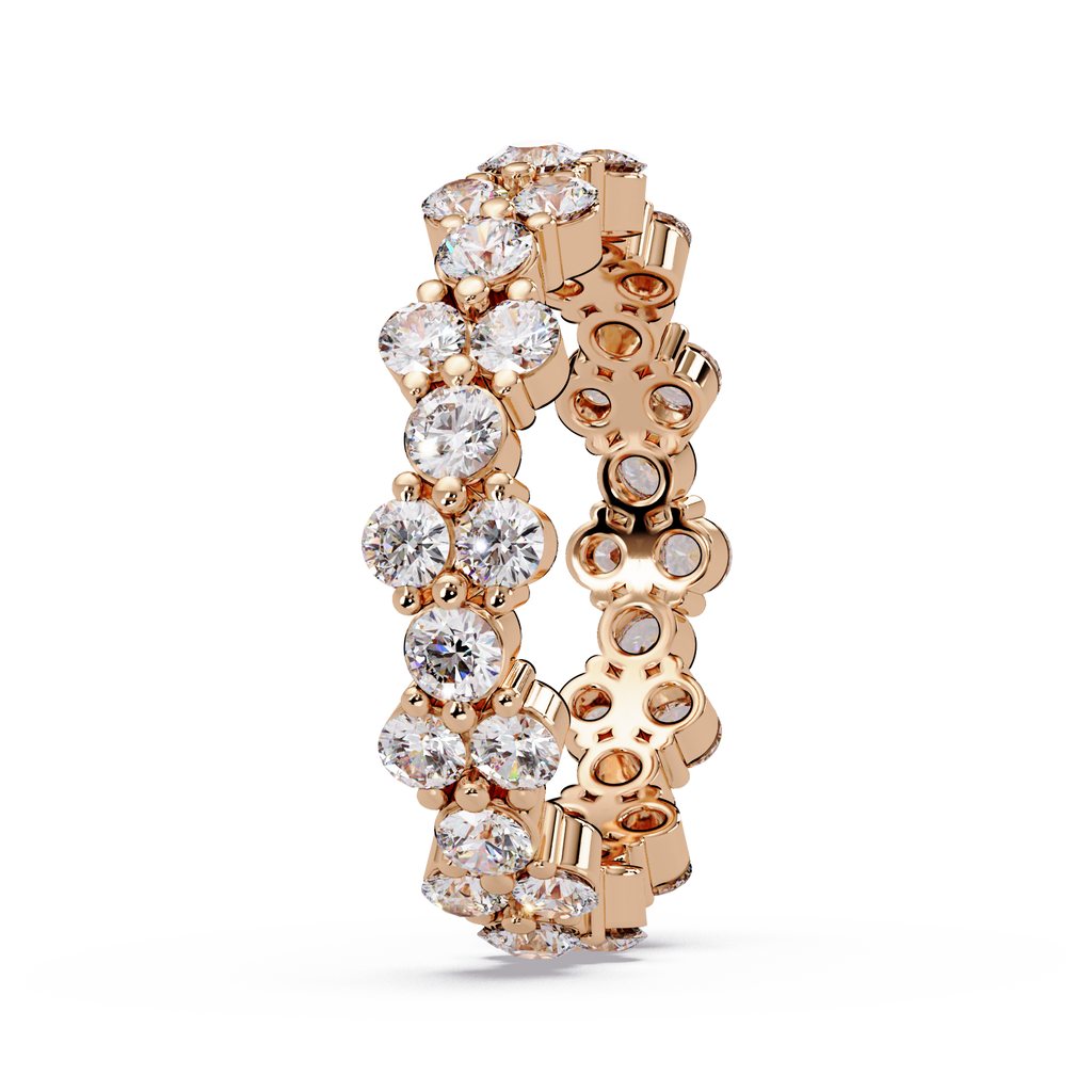 Double Row Alternating Round Cut Diamond Ring