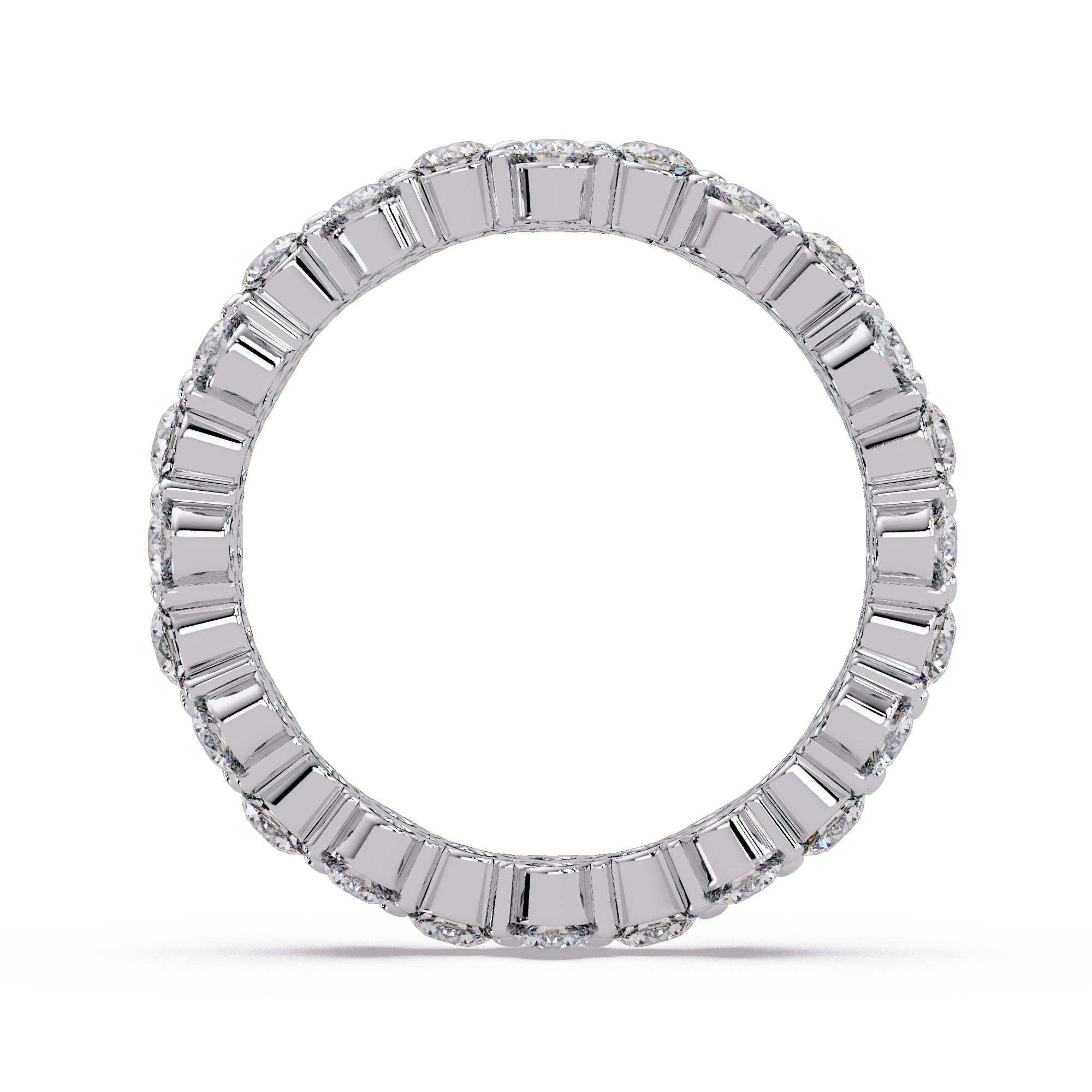 Double Row Alternating Round Cut Diamond Ring