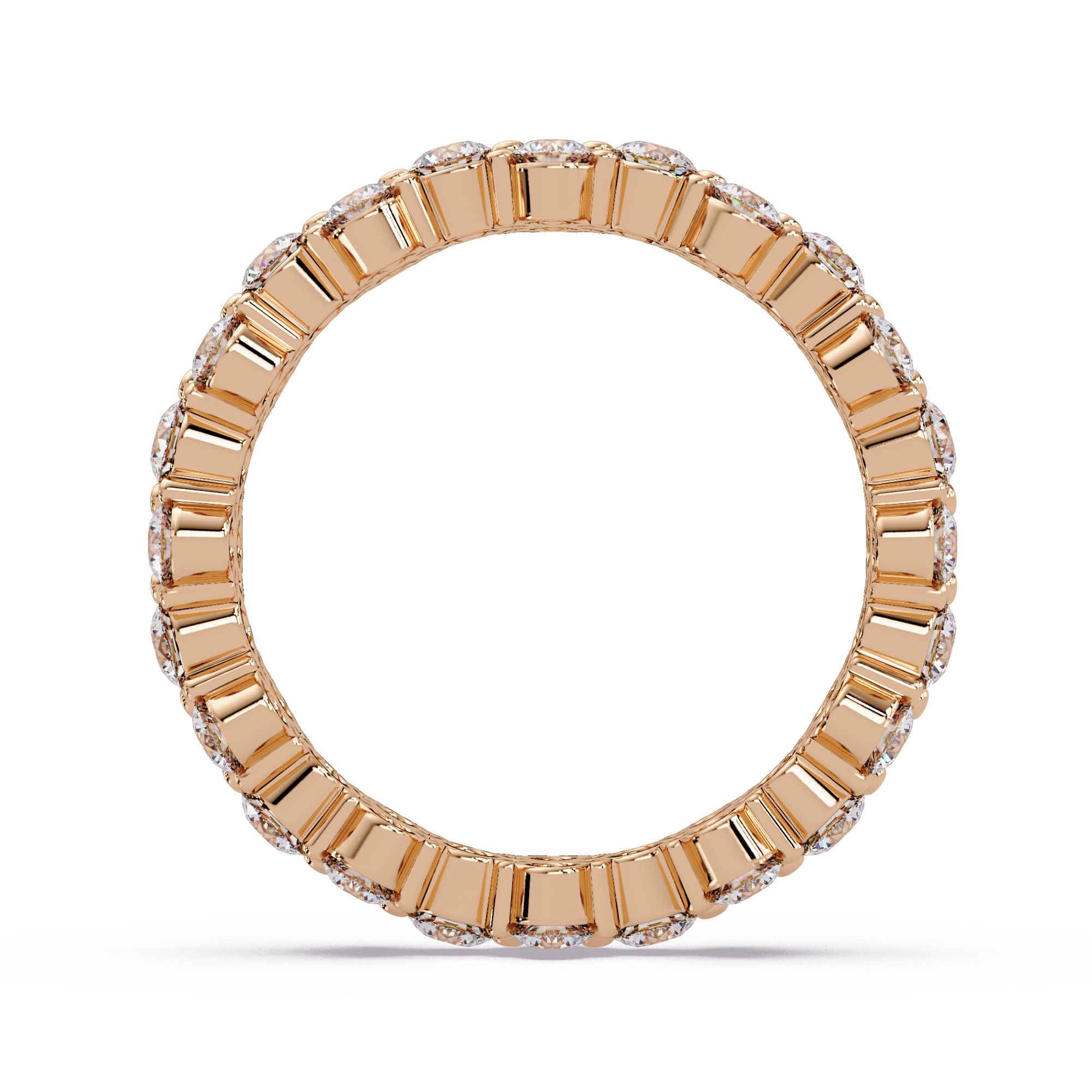 Double Row Alternating Round Cut Diamond Ring