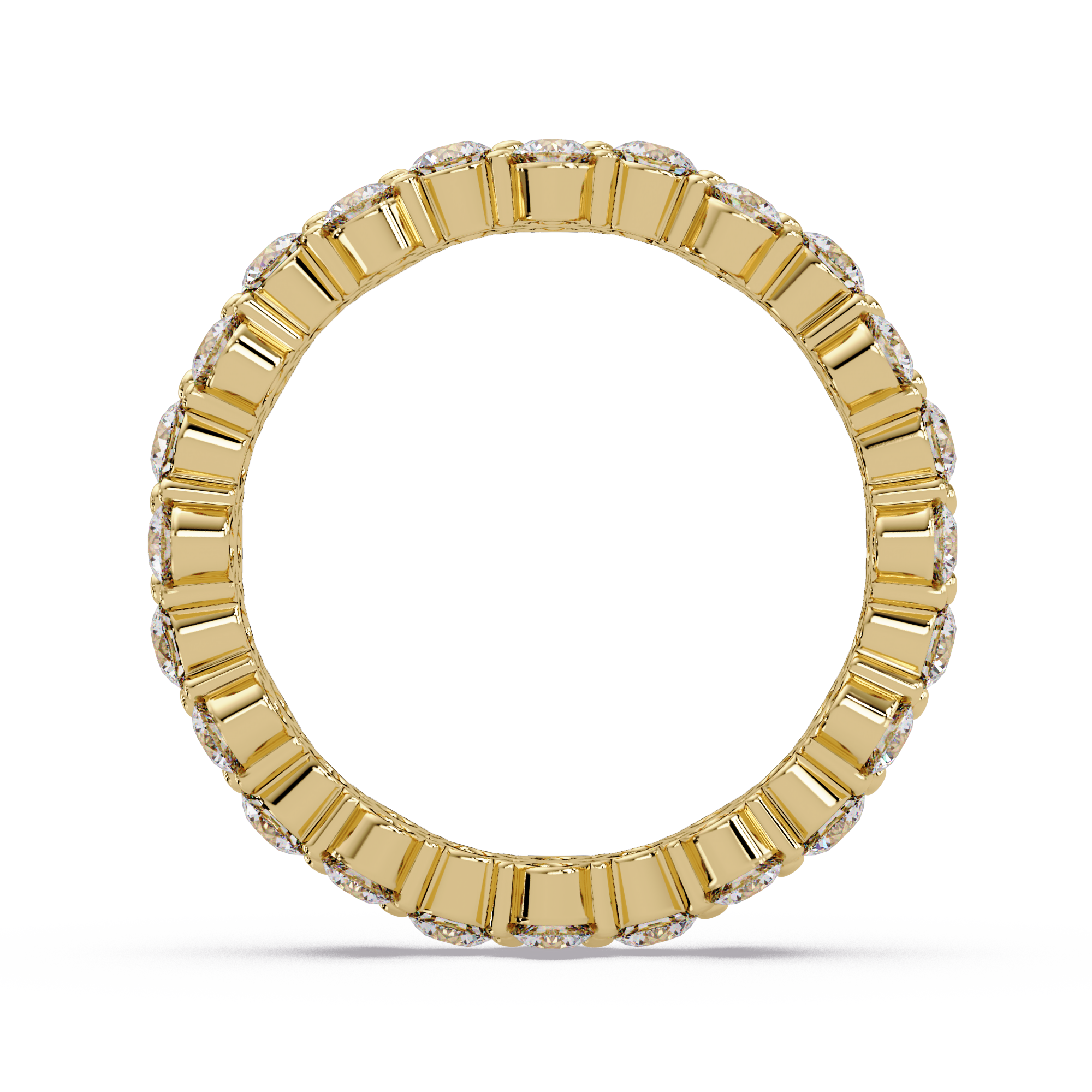 Double Row Alternating Round Cut Diamond Ring