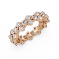 Double Row Alternating Round Cut Diamond Ring