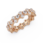 Double Row Alternating Round Cut Diamond Ring