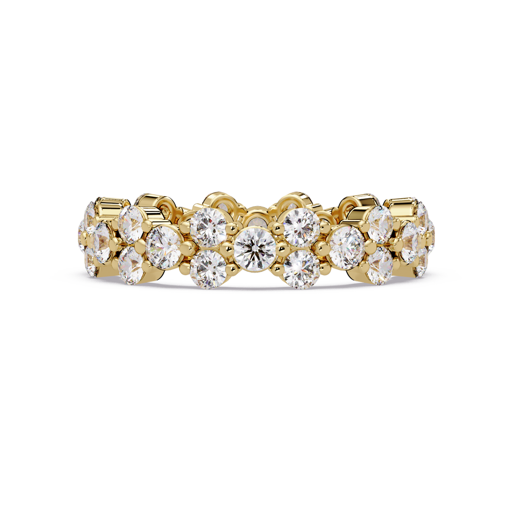 Double Row Alternating Round Cut Diamond Ring