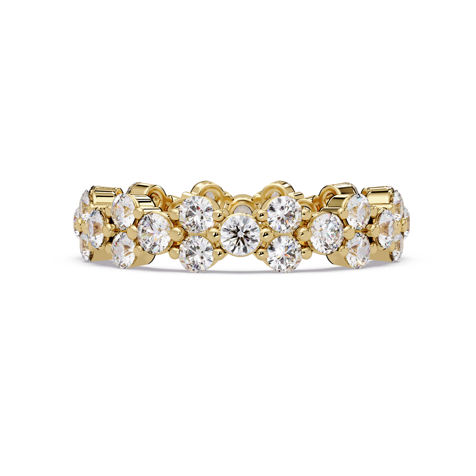 Double Row Alternating Round Cut Diamond Ring