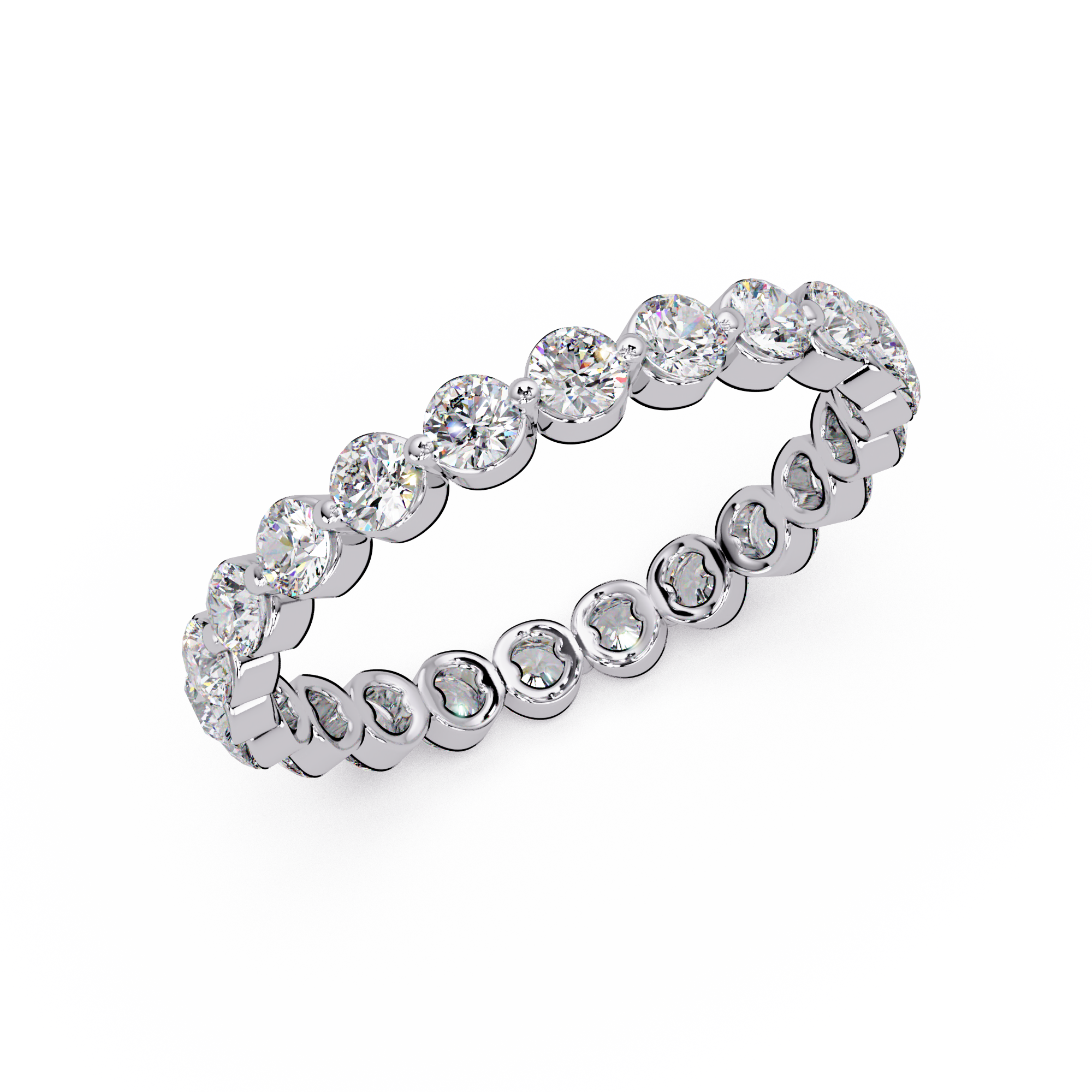 Round Cut Diamond Bezel Set Eternity Ring
