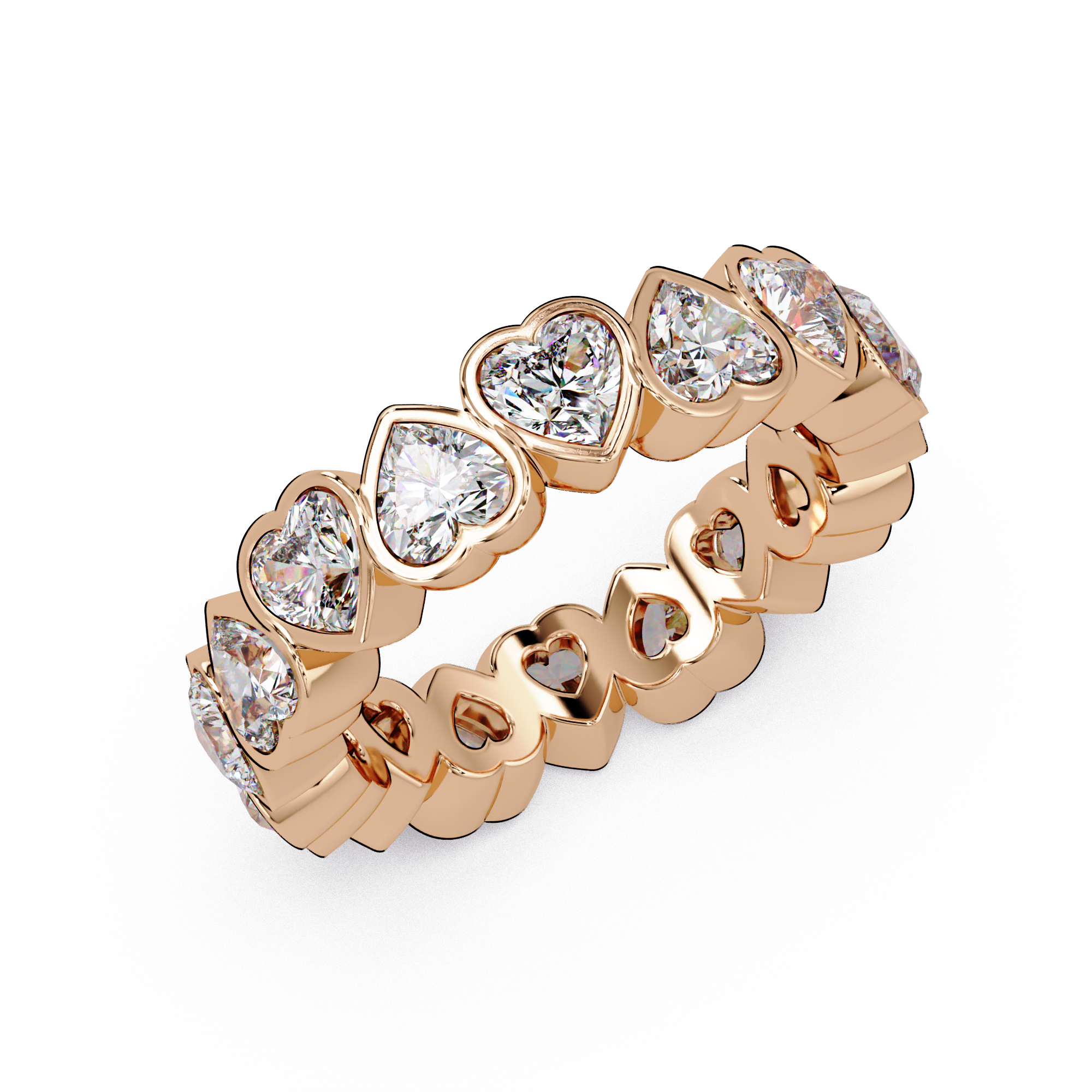 Heart Shape Diamond Bezel Eternity Ring