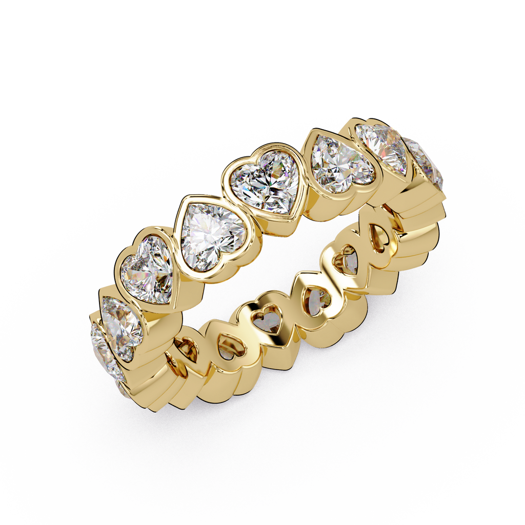Heart Shape Diamond Bezel Eternity Ring