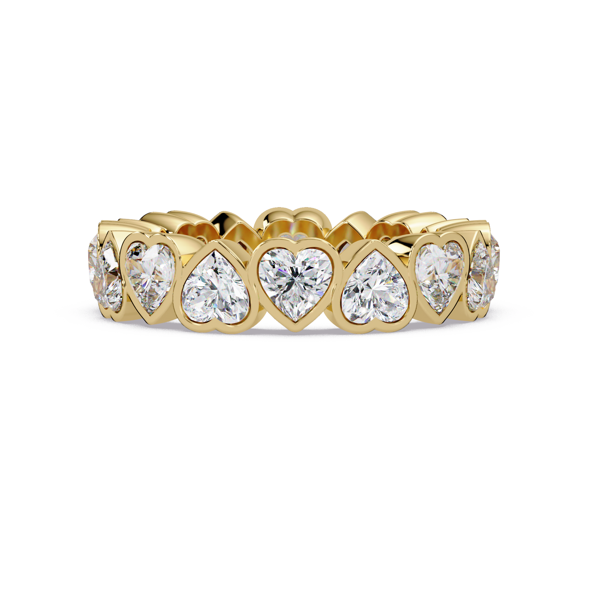 Heart Shape Diamond Bezel Eternity Ring