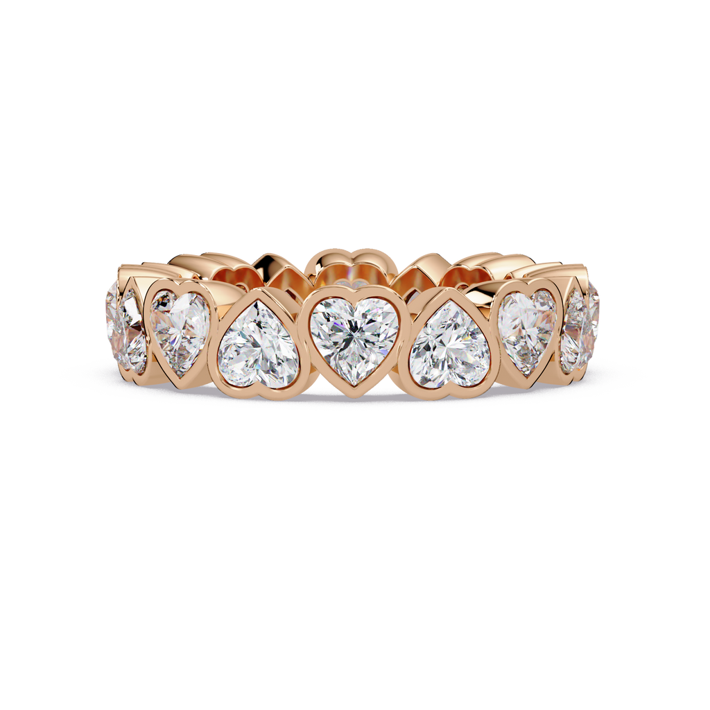 Heart Shape Diamond Bezel Eternity Ring