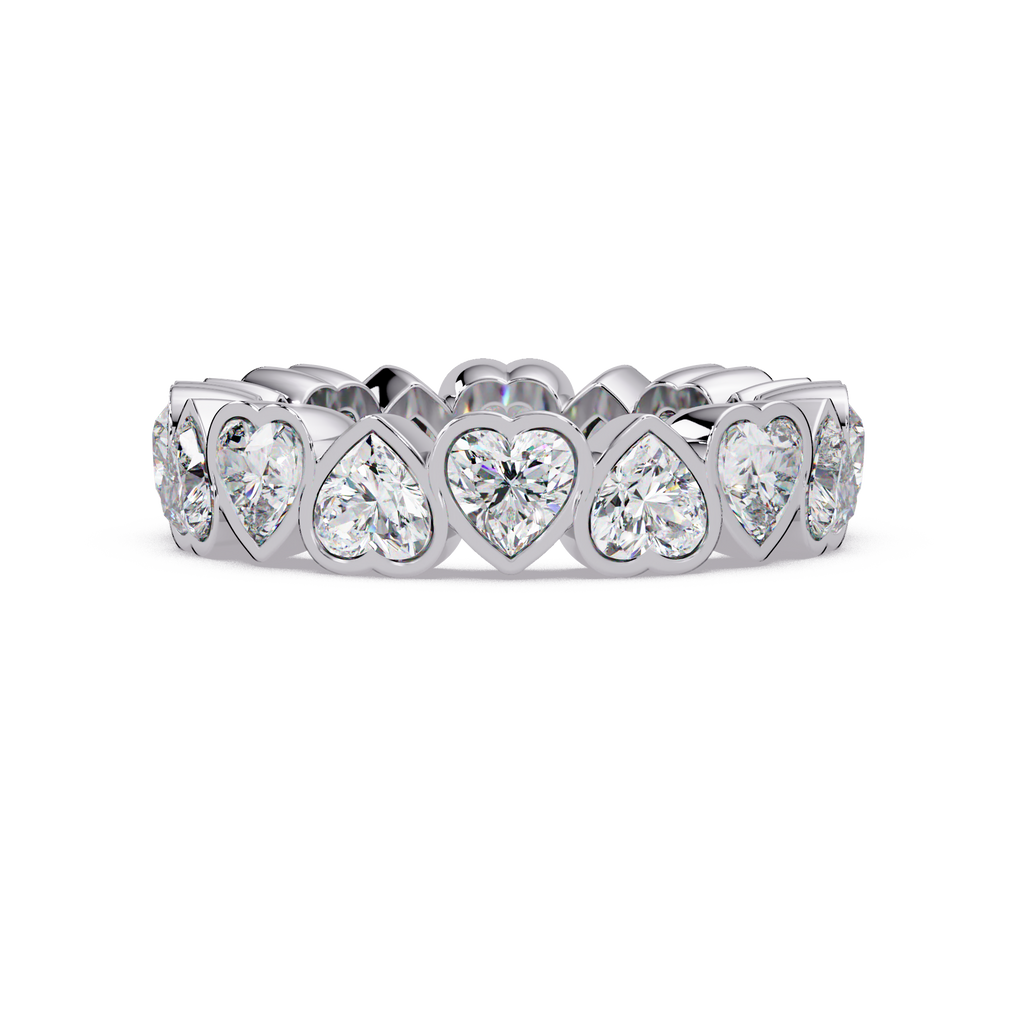 Heart Shape Diamond Bezel Eternity Ring