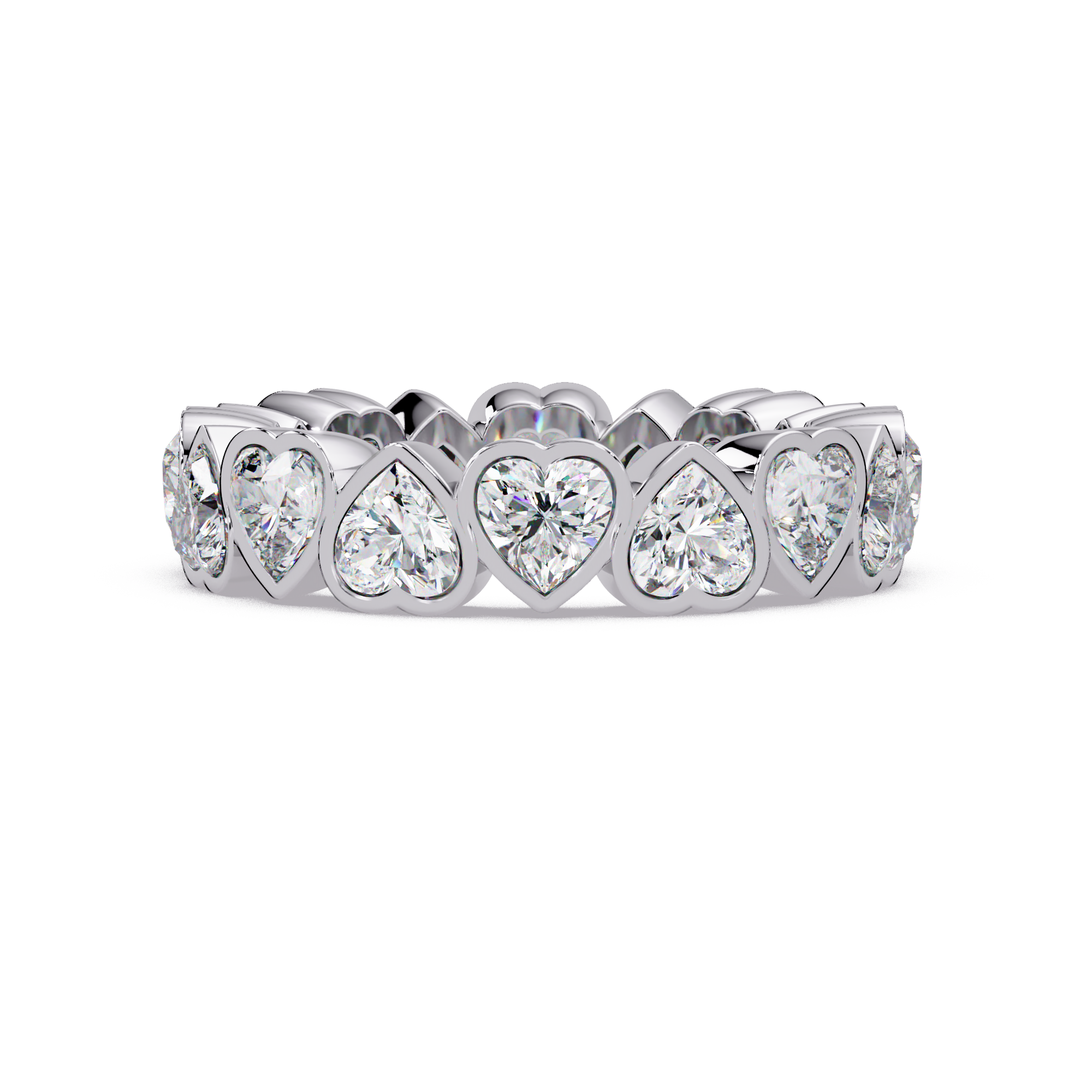 Heart Shape Diamond Bezel Eternity Ring