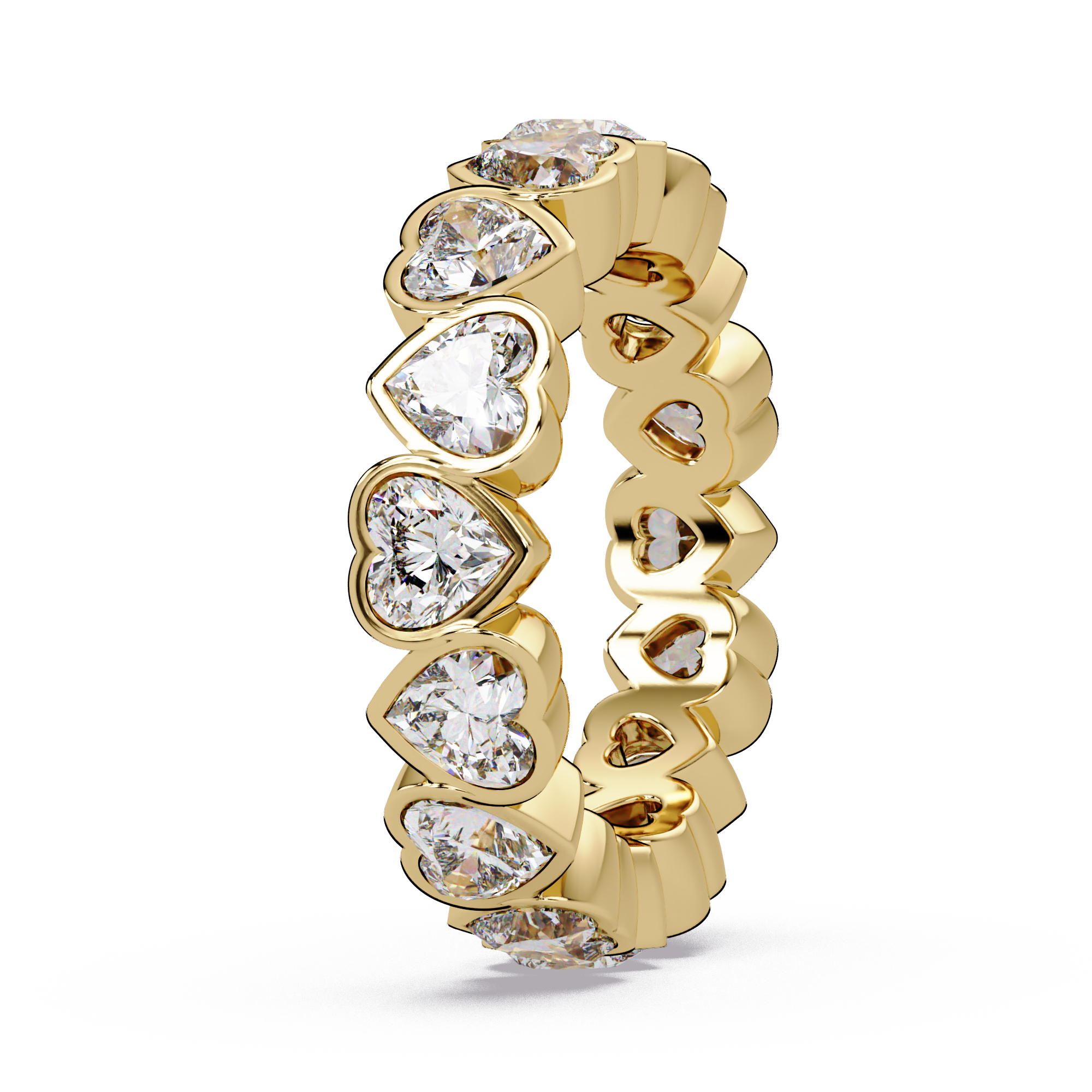 Heart Shape Diamond Bezel Eternity Ring