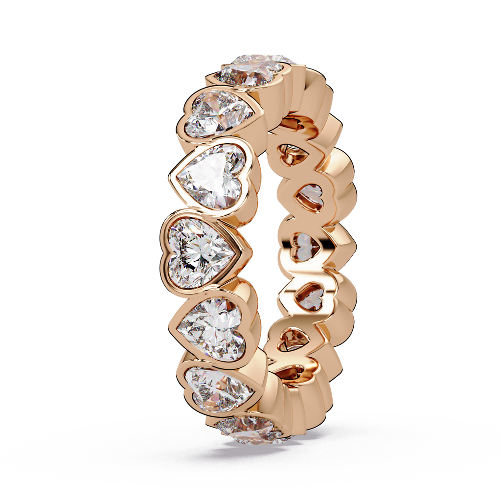 Heart Shape Diamond Bezel Eternity Ring