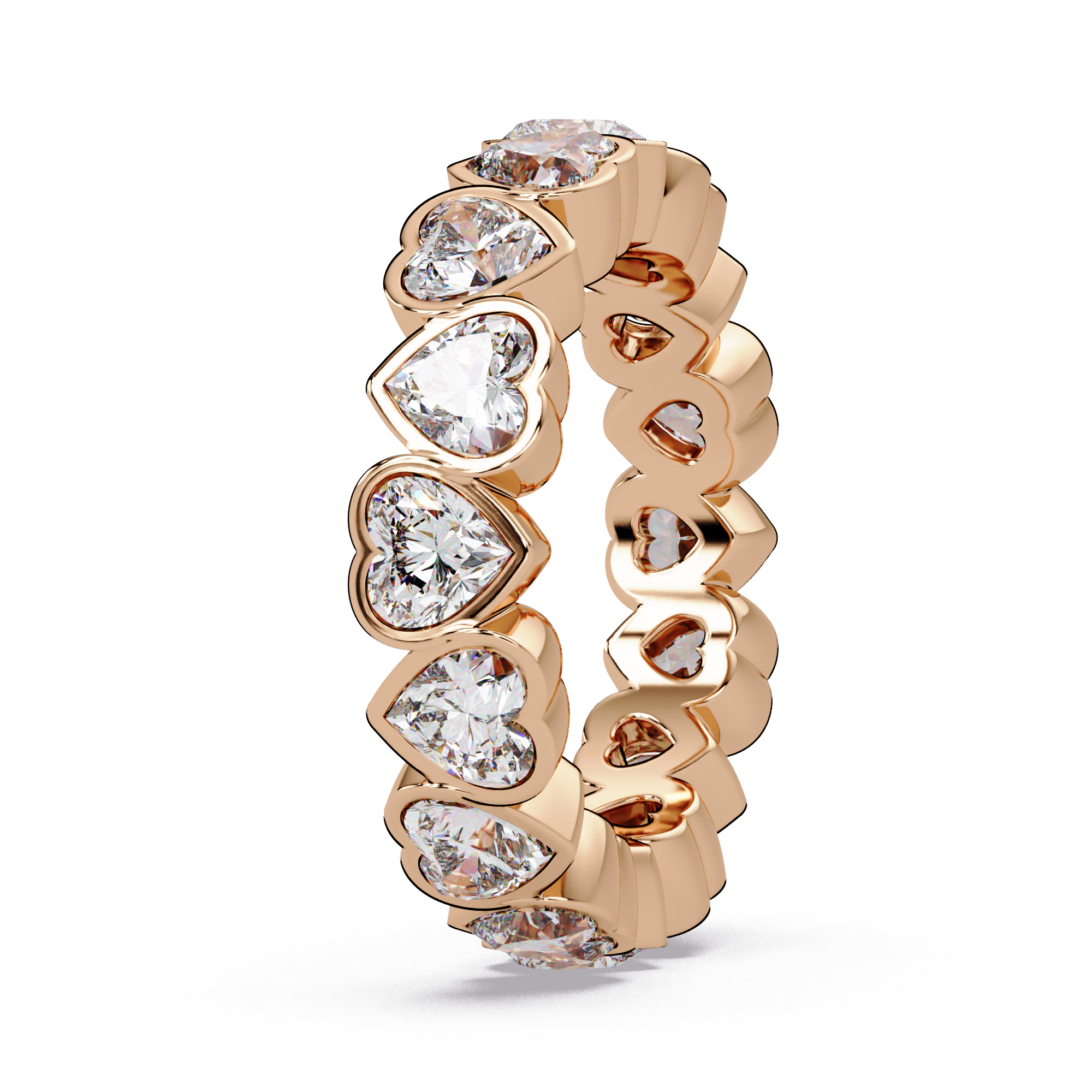 Heart Shape Diamond Bezel Eternity Ring