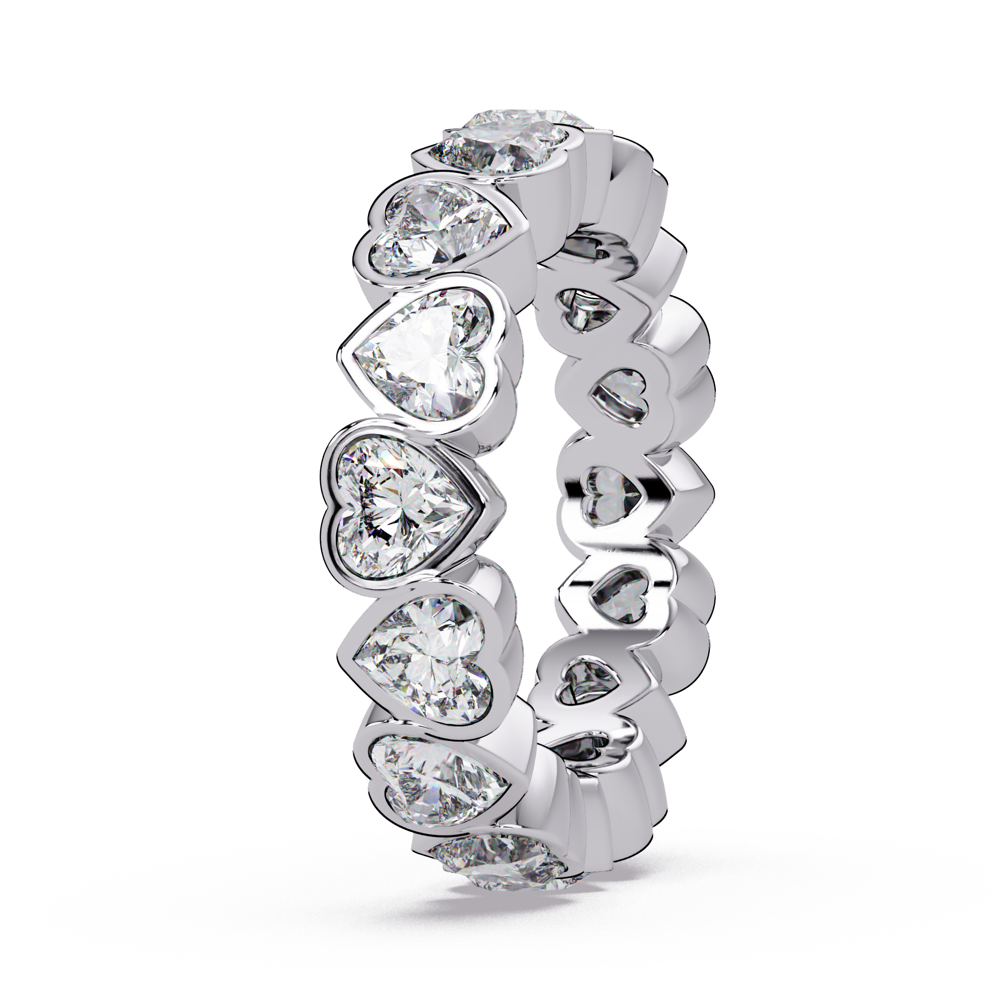 Heart Shape Diamond Bezel Eternity Ring