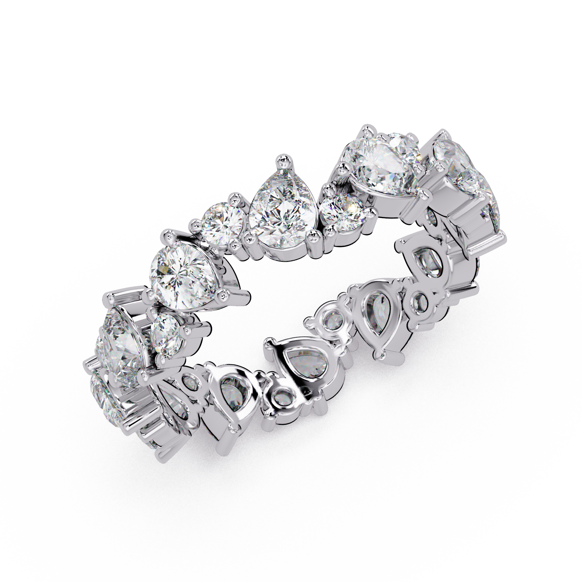 Pear & Round Cut Diamond Ladies Ring