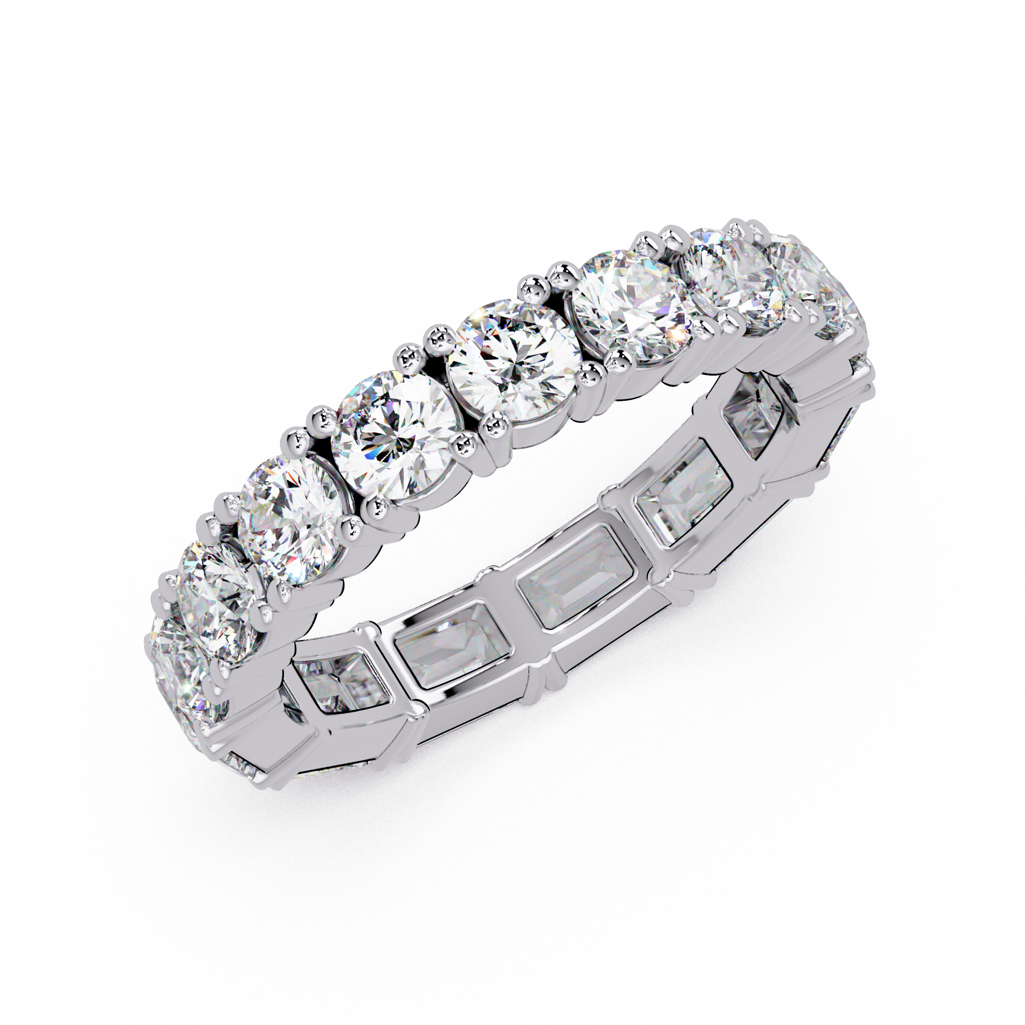 Round & Emerald Cut Diamond Eternity Ring