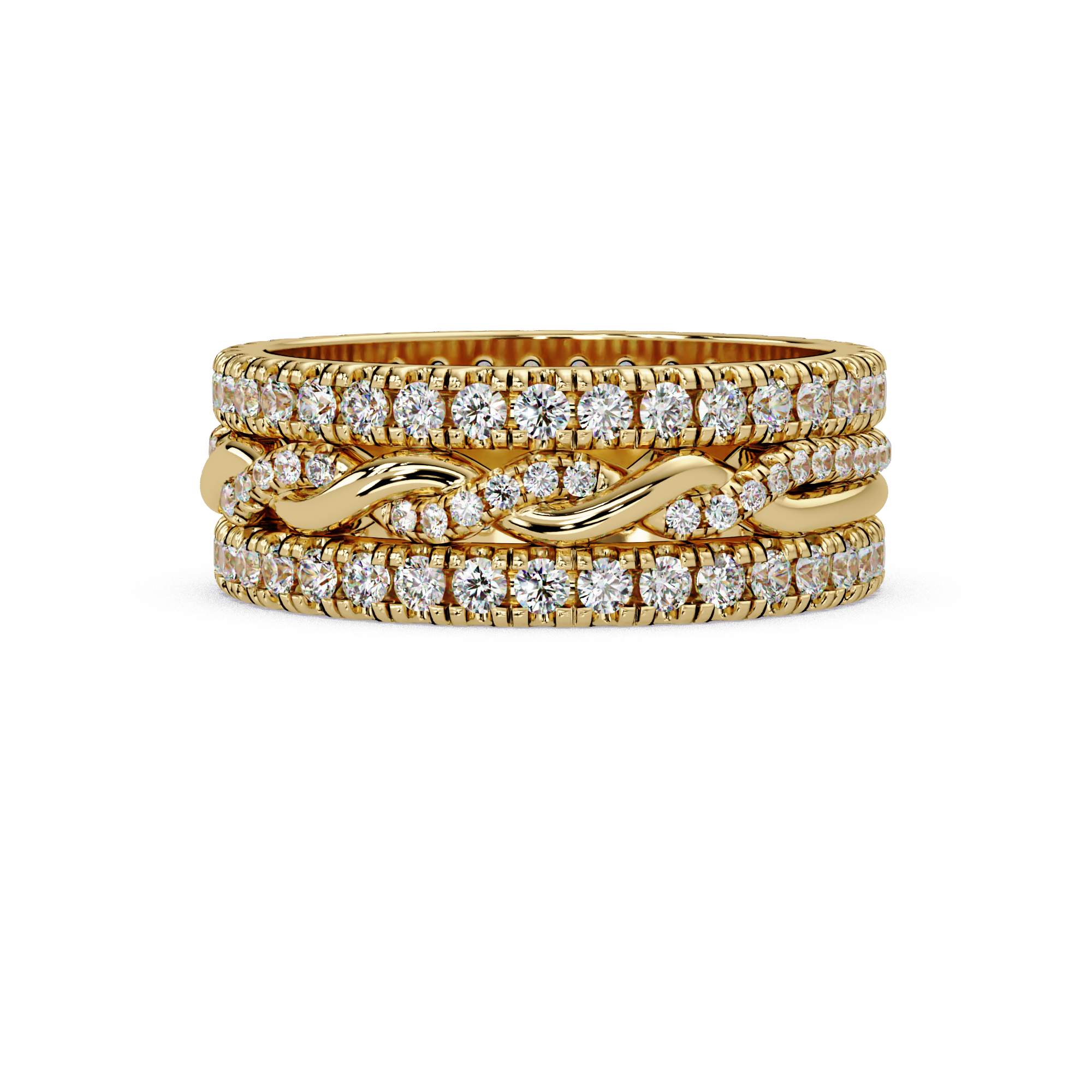 Round Cut Diamond Multi-Row Band Ladies Ring