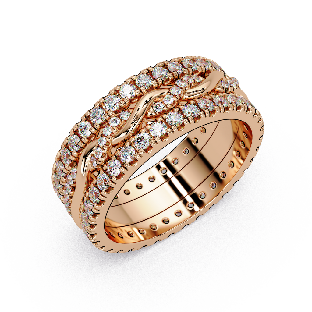 Round Cut Diamond Multi-Row Band Ladies Ring