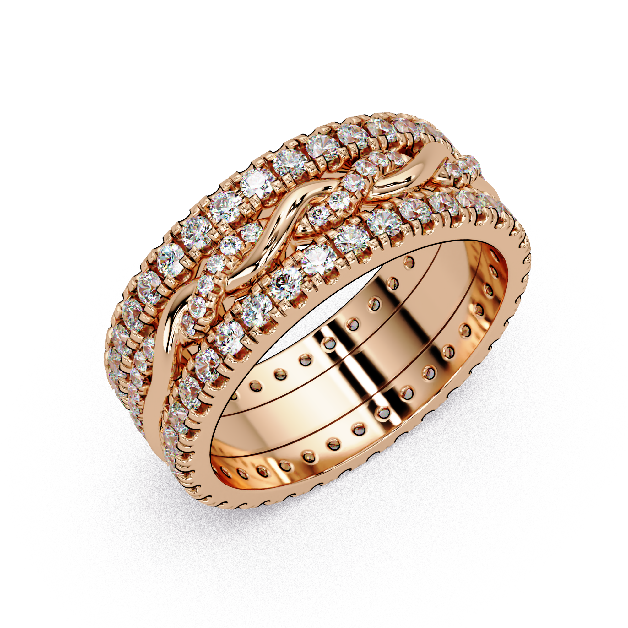 Round Cut Diamond Multi-Row Band Ladies Ring