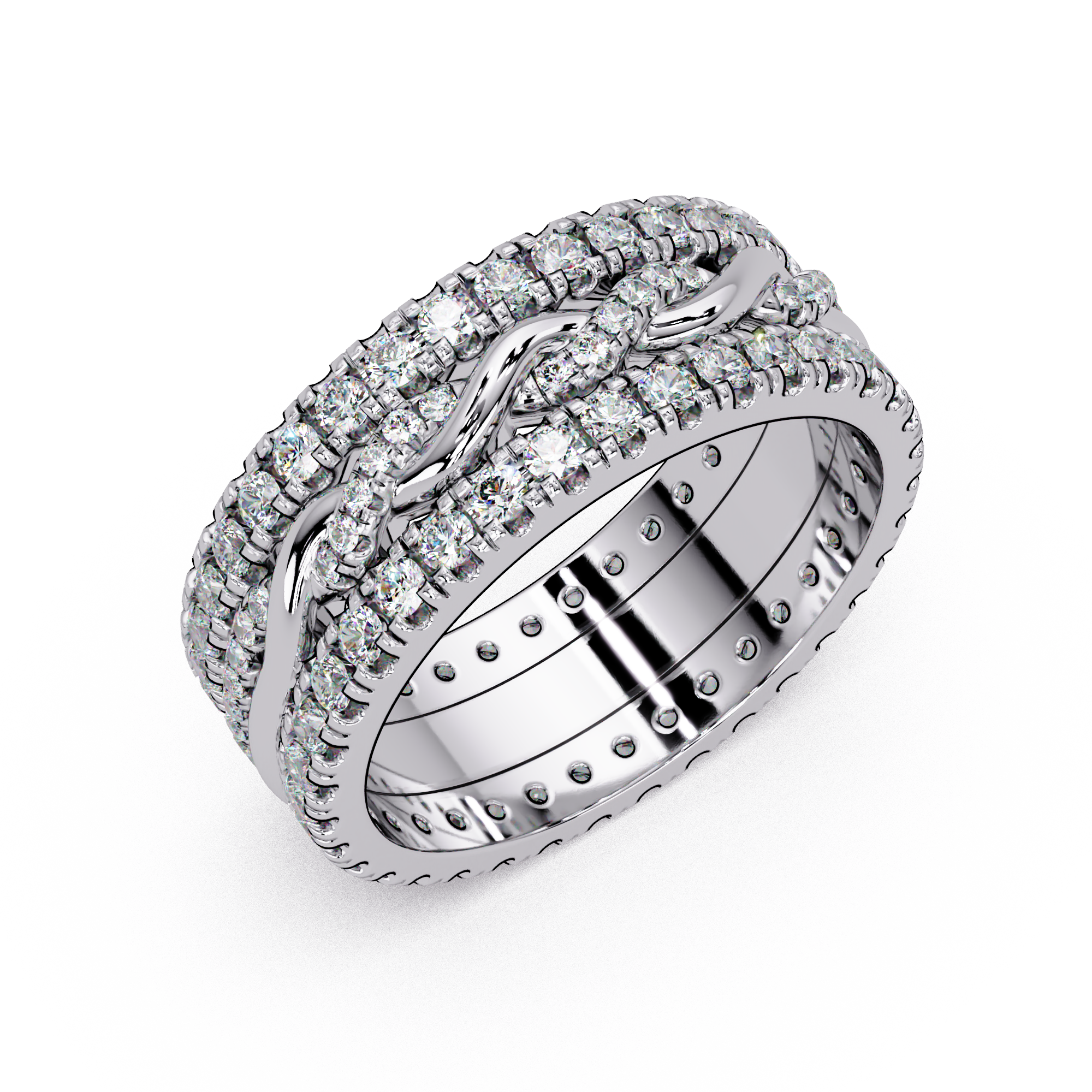 Round Cut Diamond Multi-Row Band Ladies Ring