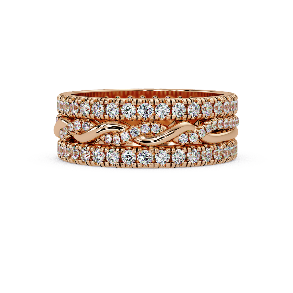 Round Cut Diamond Multi-Row Band Ladies Ring