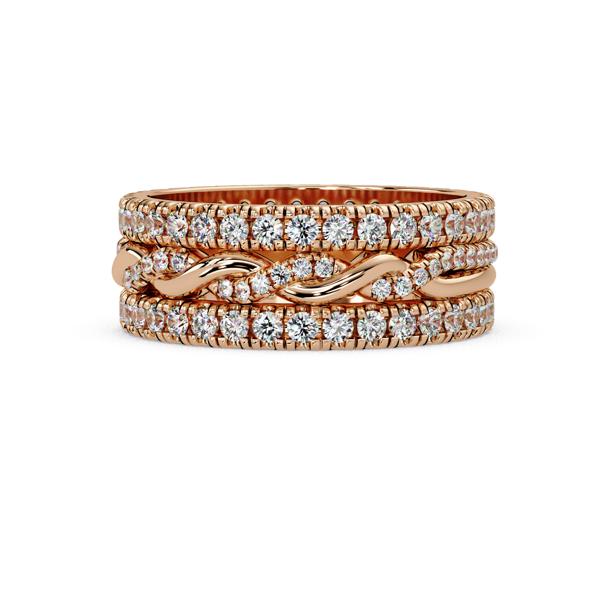 Round Cut Diamond Multi-Row Band Ladies Ring