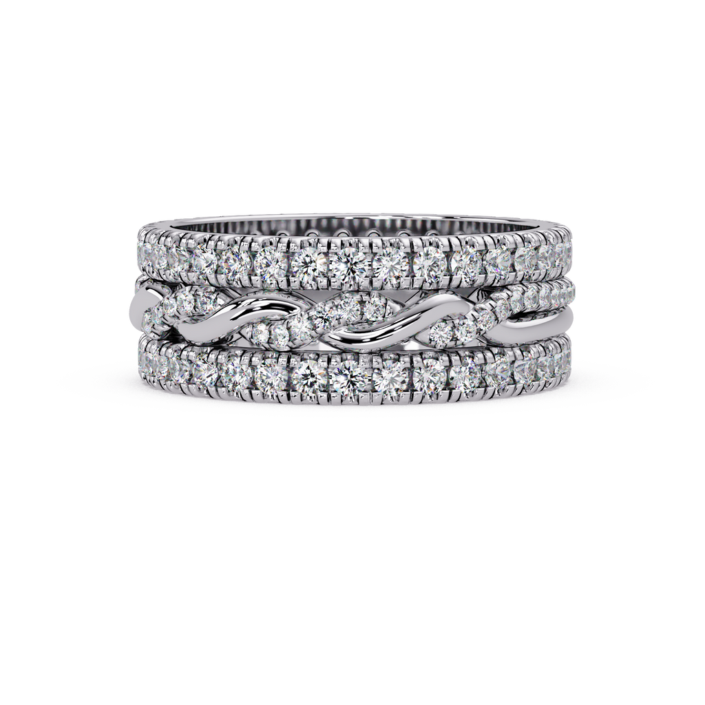 Round Cut Diamond Multi-Row Band Ladies Ring