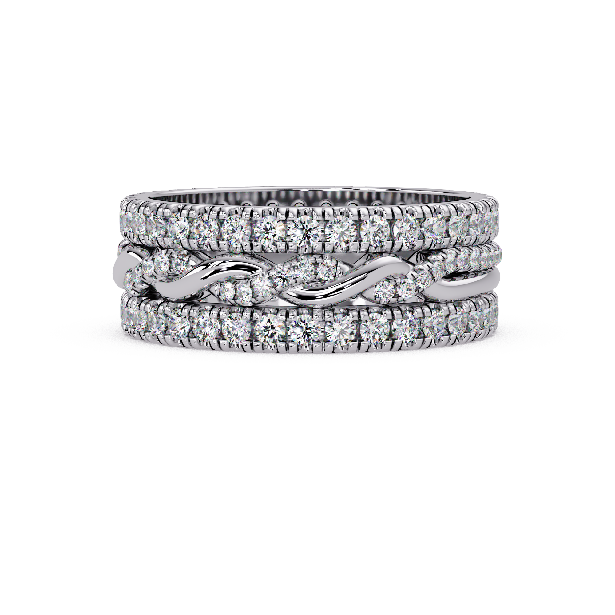 Round Cut Diamond Multi-Row Band Ladies Ring