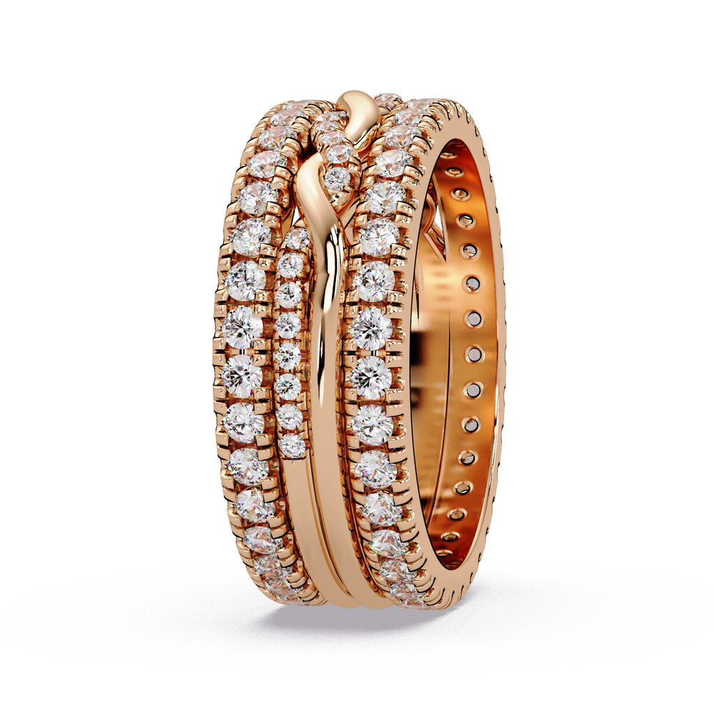 Round Cut Diamond Multi-Row Band Ladies Ring