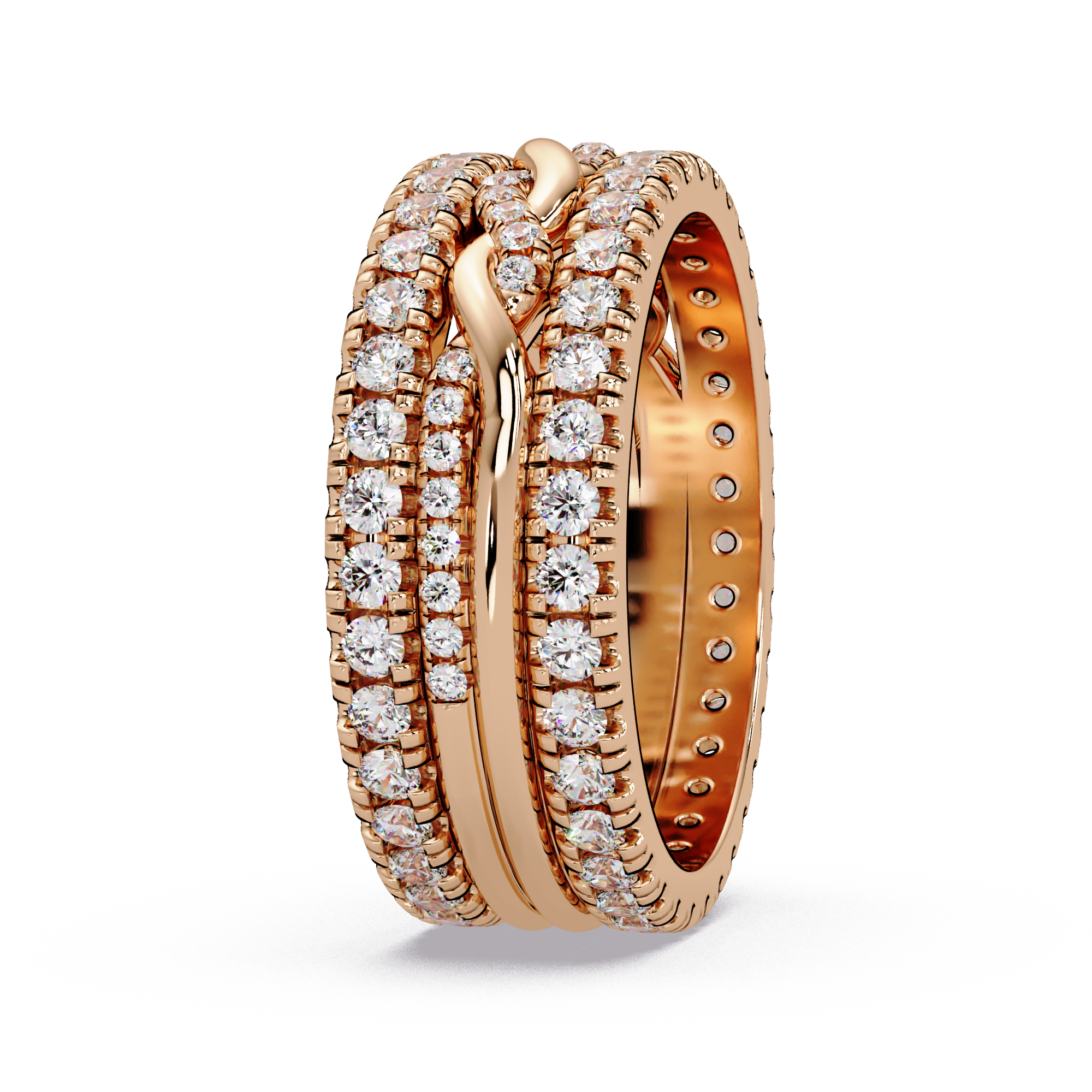 Round Cut Diamond Multi-Row Band Ladies Ring