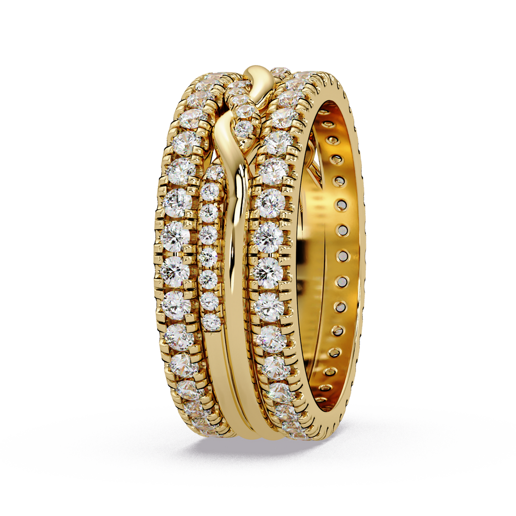 Round Cut Diamond Multi-Row Band Ladies Ring