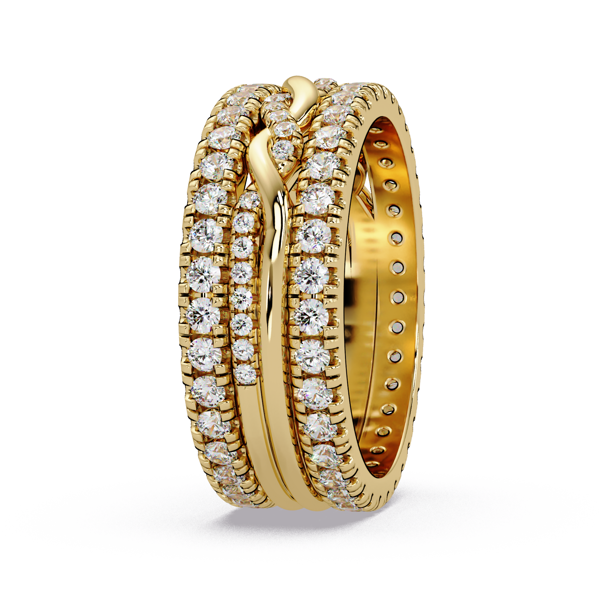 Round Cut Diamond Multi-Row Band Ladies Ring