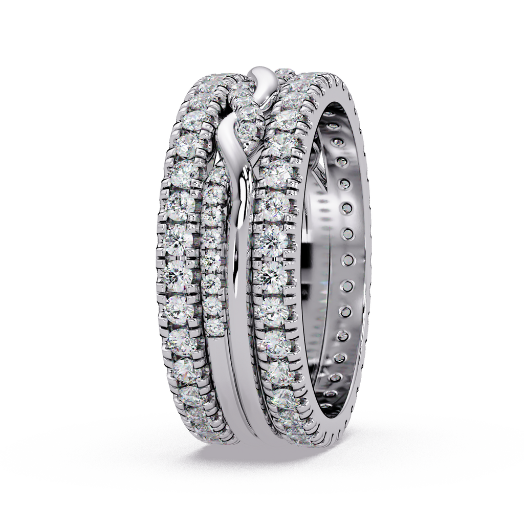 Round Cut Diamond Multi-Row Band Ladies Ring