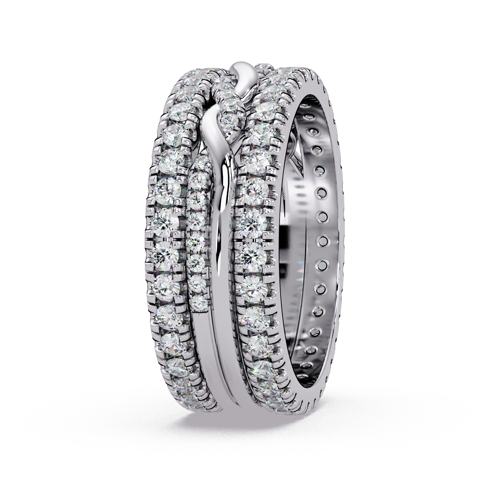 Round Cut Diamond Multi-Row Band Ladies Ring