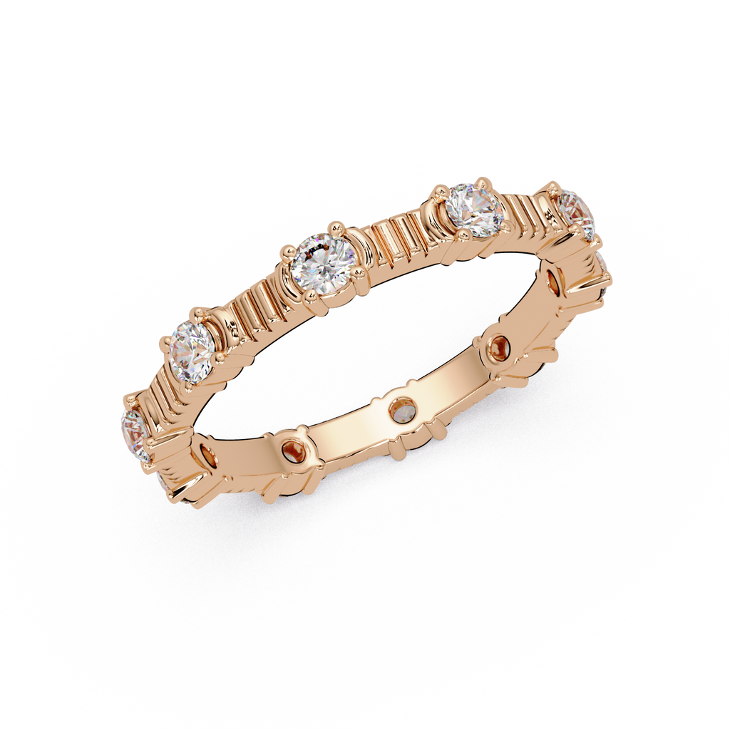 Round Cut Diamond Alternating Bar Ladies Ring