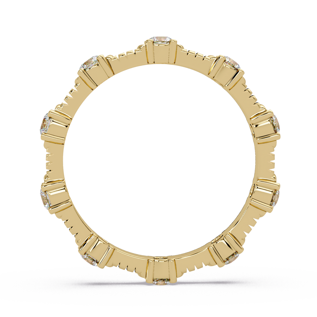 Round Cut Diamond Alternating Bar Ladies Ring