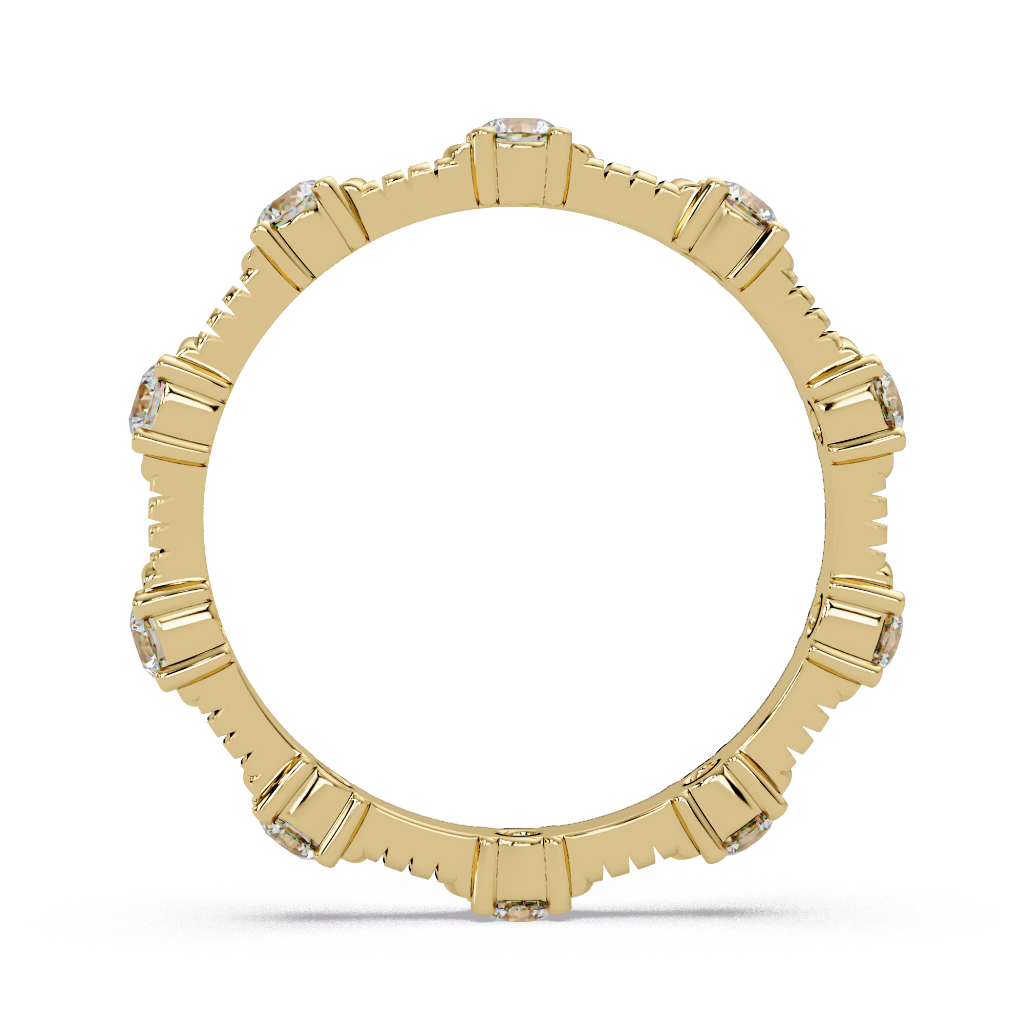 Round Cut Diamond Alternating Bar Ladies Ring