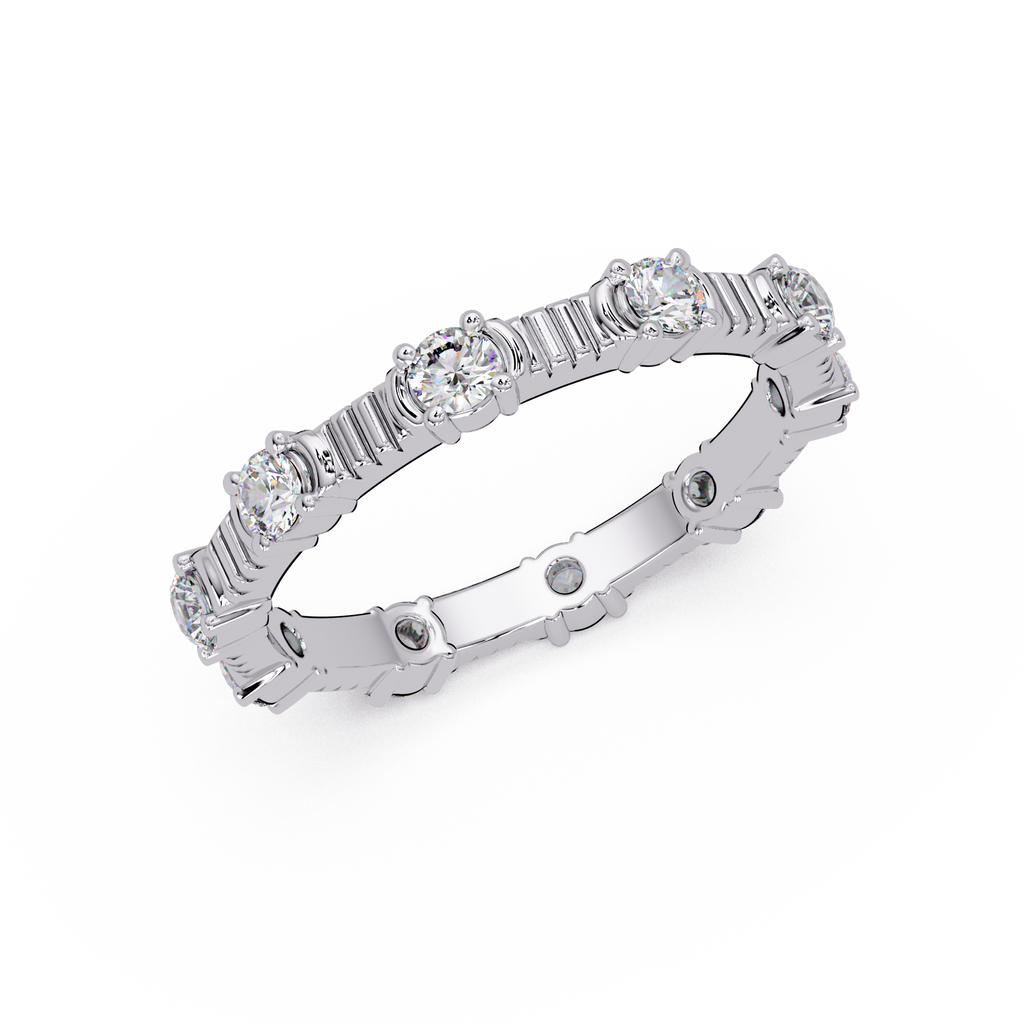 Round Cut Diamond Alternating Bar Ladies Ring