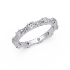 Round Cut Diamond Alternating Bar Ladies Ring